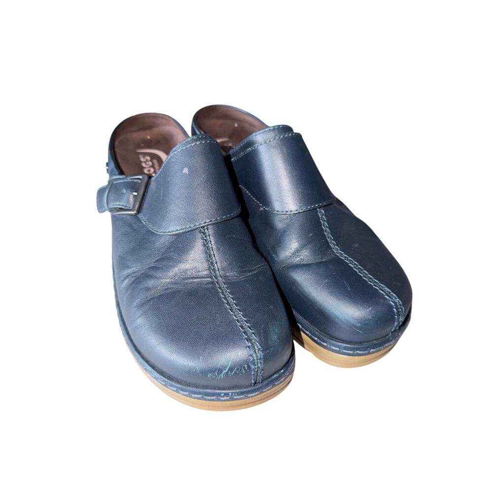 Klogs navy blue leather slide on mule clogs comfort shoe Austin 9.5 slip resist